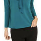Charter Club Women's Woven Tie Top Dark Green Size Large