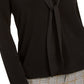 Charter Club Women's Tie-Neck Crepe Top  Black Size Petite Medium