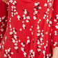 Charter Club Women's Floral Print Pleated V Neck Blouse Red Size Large