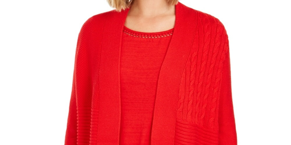 Charter Club Women's Patchwork Cardigan Red Size X-Small