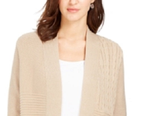 Charter Club Women's Patchwork Cardigan Beige Size Petite Medium