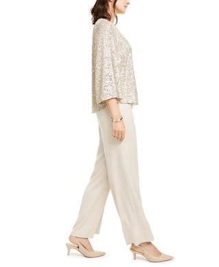 Alfani Women's Snake Embossed Wide Leg Pants Beige Size 6 Petite