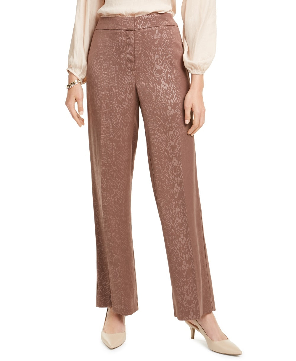 Alfani Women's Snake-Embossed Wide-Leg Pants Brown Size 2 Petite