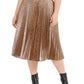 Alfani Women's Plus Size Pleated Metallic Midi Skirt Brown Size 1X