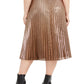 Alfani Women's Plus Size Pleated Metallic Midi Skirt Brown Size 1X