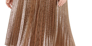Alfani Women's Plus Pleated Metallic Midi Skirt Brown Size 2X