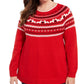 Charter Club Women's Plus Fair Isle Printed Sweater Red Size 0X
