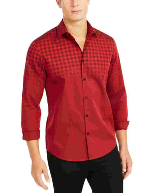Alfani Men's Ombre Collared Classic Fit Dress Shirt Red Size XX-Large