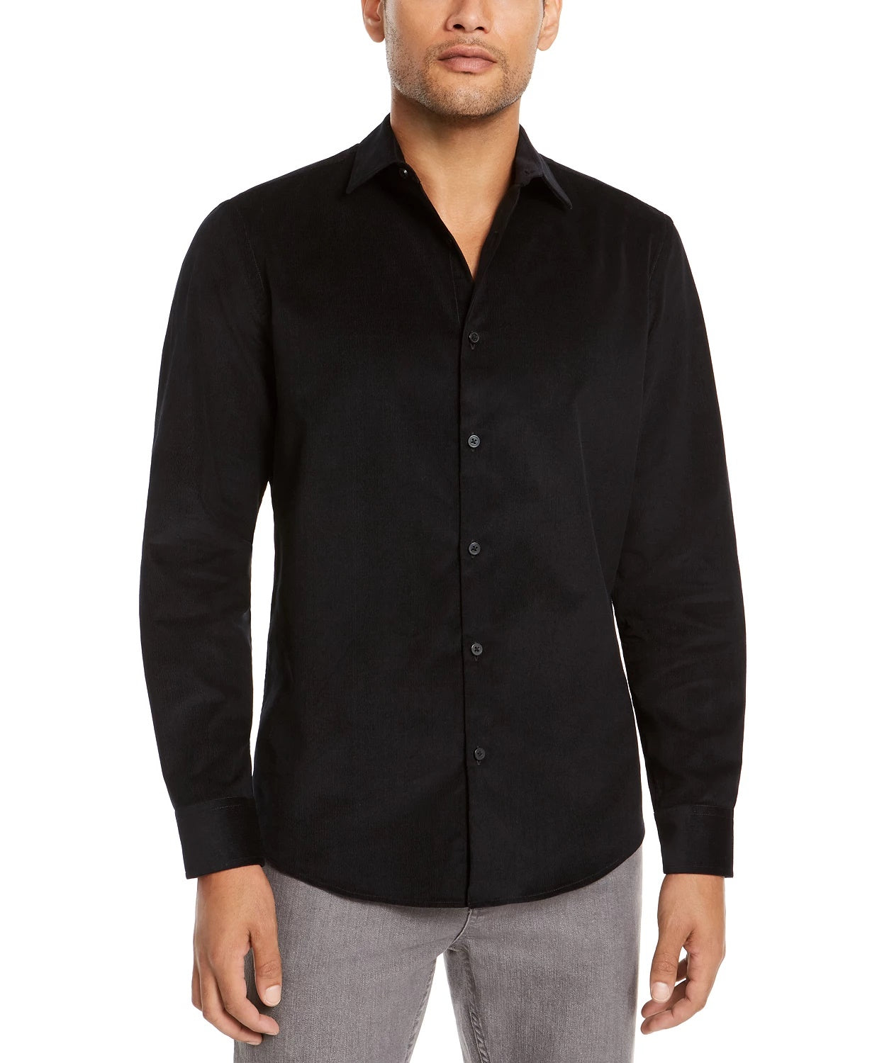 Alfani Men's Classic Fit Corduroy Shirt Black Size XX-Large