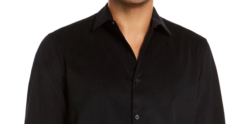 Alfani Men's Classic Fit Corduroy Shirt Black Size XX-Large