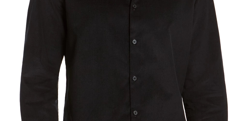 Alfani Men's Classic Fit Corduroy Shirt Black Size XX-Large
