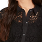 Charter Club Women's Lace Button Down Top Black Size Small
