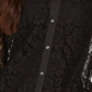 Charter Club Women's Lace Button Down Top Black Size Small