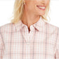 Charter Club Women's Cotton Plaid Shirt Pink Size X-Small