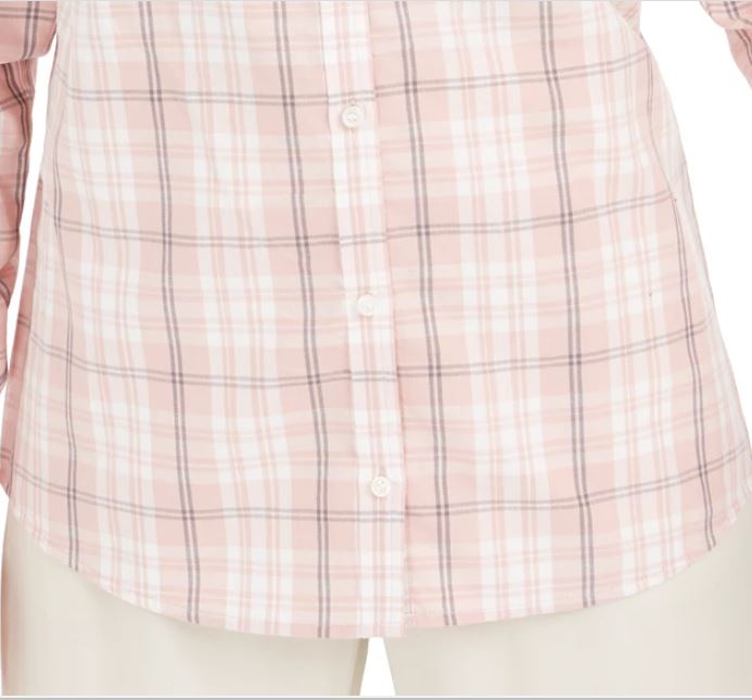 Charter Club Women's Cotton Plaid Shirt Pink Size X-Small
