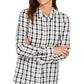Charter Club Women's Cotton Plaid Shirt White Size X-Large