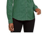 Charter Club Women's Solid Corduroy Shirt Green Size X-Small
