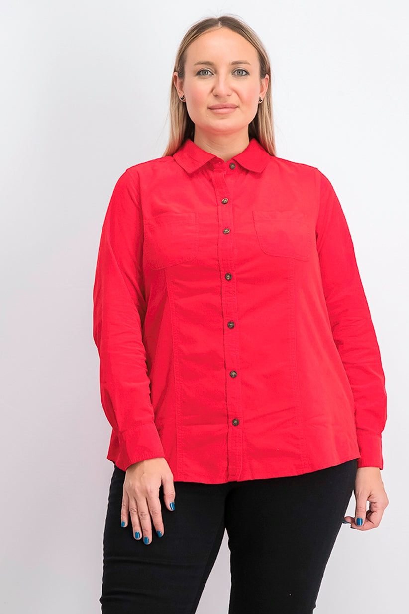 Charter Club Women's Cotton Corduroy Shirt Red Size 2X
