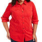 Charter Club Women's Plus Cotton Corduroy Shirt Red Size 3X