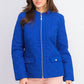 Charter Club Women's Quilted Mandarin-Collar Jacket Blue Size XX-Large
