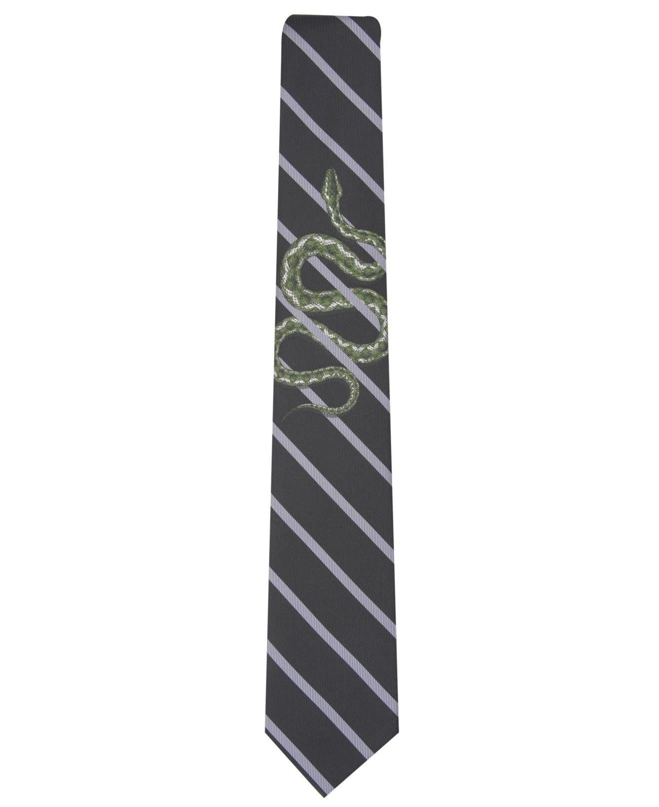 INC International Concepts Men's Stripe & Coiled Snake Skinny Tie Navy Size Regular