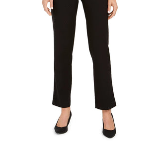 JM Women's Collection Jacquard Straight-Leg Pull-On Pants Black Size Extra Small