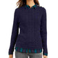 Charter Club Women's Textured Embellished Patterned Long Sleeve Jewel Neck Sweater Blue Size Medium