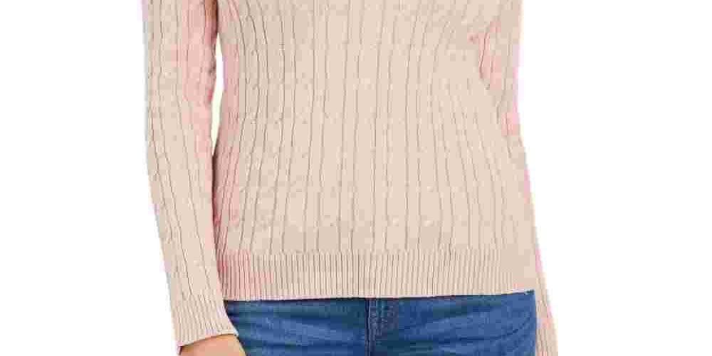 Charter Club Women's Cable Turtleneck Sweater Pink Size X-Large