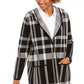 Charter Club Women's Plaid Coatigan Jacket  Black Size Medium