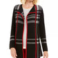 Charter Club Women's Plaid Open Front Cardigan Black Size XX-Large