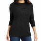 Charter Club Women's Patchwork Stitch Asymmetrical Collar Sweater Black Size X-Small