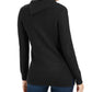 Charter Club Women's Patchwork Stitch Asymmetrical Collar Sweater Black Size X-Small