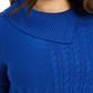 Charter Club Women's Patchwork-Stitch Asymmetrical-Collar Sweater Blue Size X- Small