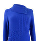Charter Club Women's Patchwork-Stitch Asymmetrical-Collar Sweater Blue Size XX Large