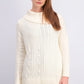 Charter Club Women's Patchwork-Stitch Asymmetrical-Collar Sweater Natural Size Large