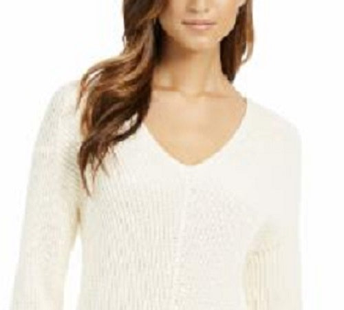 Charter Club Women's Beige Printed Long Sleeve V Neck Blouse Natural Size Petite Small