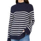 Charter Club Women's Striped Mockneck Sweater Blue Size X-Large
