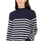 Charter Club Women's Striped Mockneck Sweater Blue Size X-Large