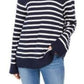 Charter Club Women's Striped Mockneck Sweater Blue Size X-Large