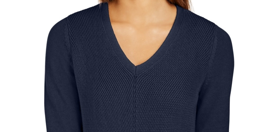 Charter Club Women's V-Neck Sweater Blue Size Medium
