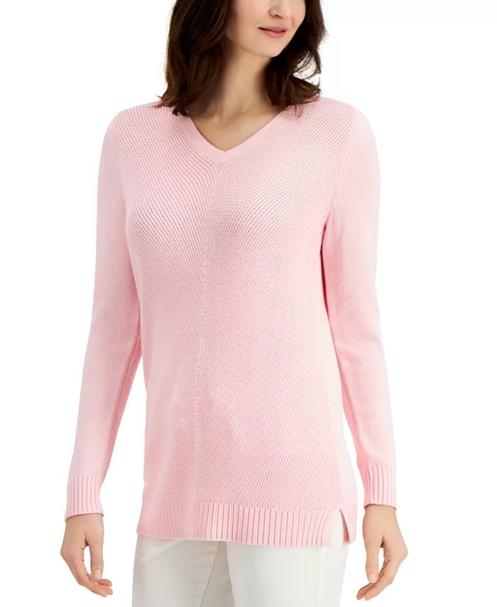 Charter Club Women's V Neck Sweater Pink Size Medium