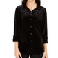 Charter Club Women's Button-Down Velvet Shirt Black Size Small