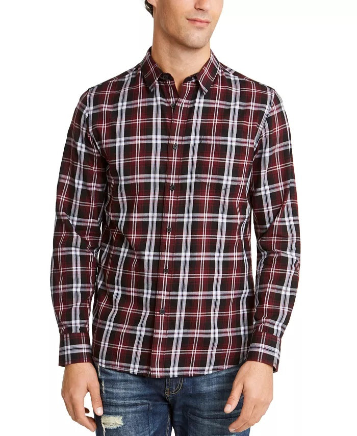 American Rag Men's Gabe Plaid Shirt Red Size Medium