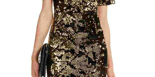 INC International Concepts Women's Sequin Dress Gold Size Petite Medium