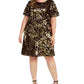 INC International Concepts Women's Plus Size Two-Tone Sequin Dress Gold Size 1X
