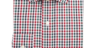 Club Room Men's Dress Shirt Green Holiday Gingham Check Red Size 17.5X32X33