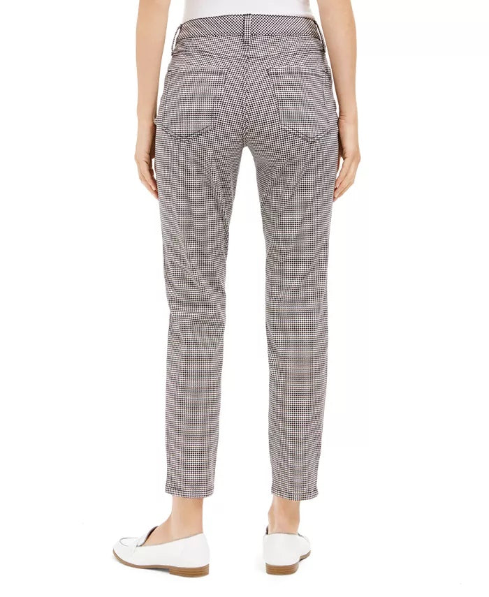 Charter Club Women's Houndstooth Skinny Tummy-Control Jeans White Size 14