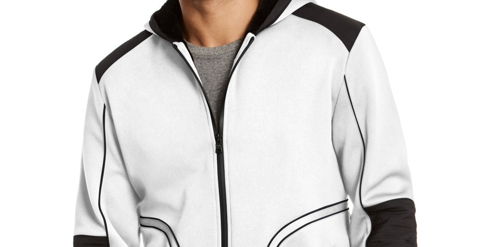 INC International Concepts Men's Overbound Hooded Jacket White Size XXX-Large