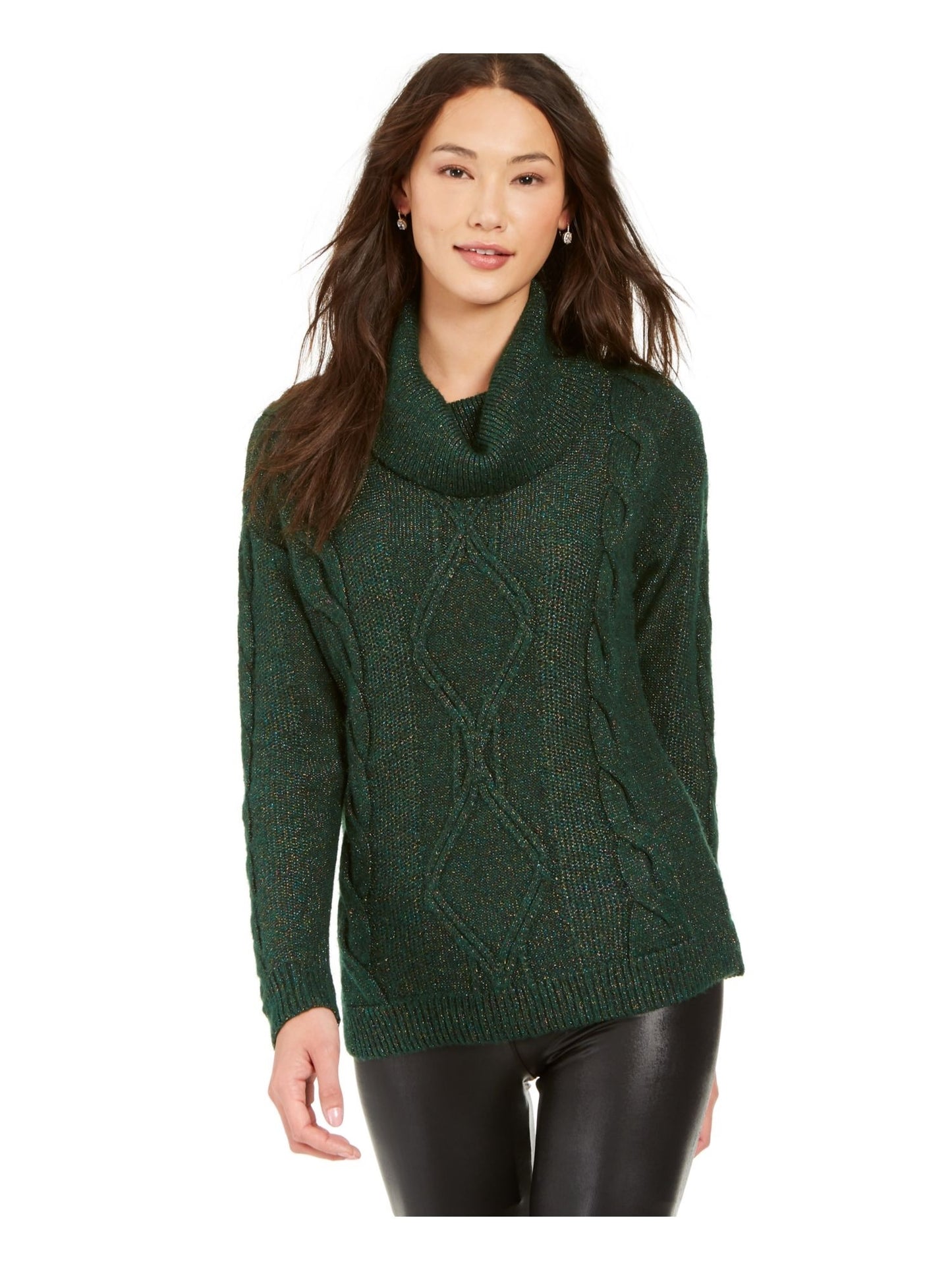 Charter Club Women's Embellished Long Sleeve Off Shoulder Sweater Dark Green Size XX-Large