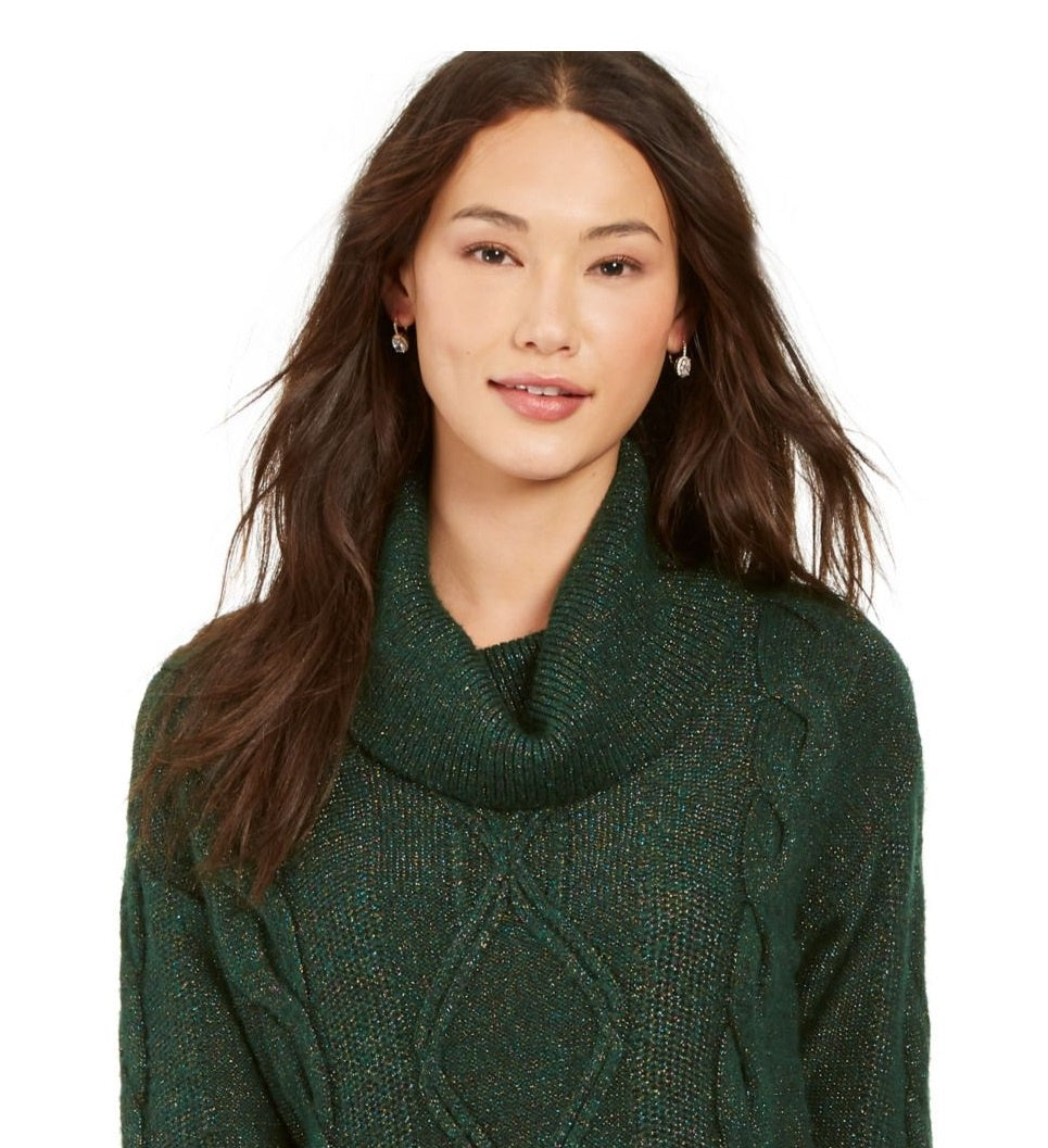 Charter Club Women's Embellished Long Sleeve Off Shoulder Sweater Dark Green Size XX-Large